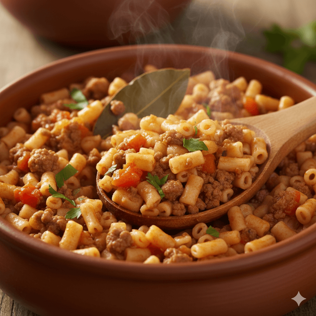 Guiso de fideos con carne molida